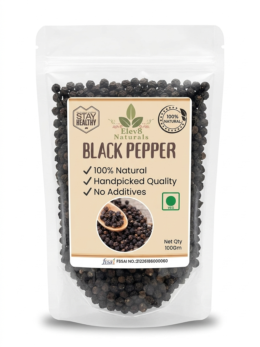 “Premium Whole Black Pepper (Kali Mirch) 100g – Fresh & Aromatic Spice”