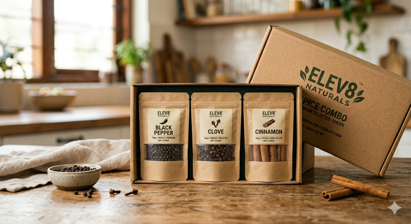 Spice Combo - Black Pepper, Clove & Cinnamon (50g Each)