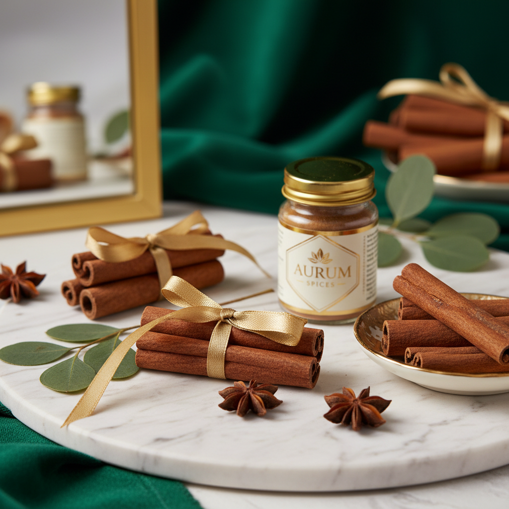 Cinnamon sticks on marble surface premium lifestyle